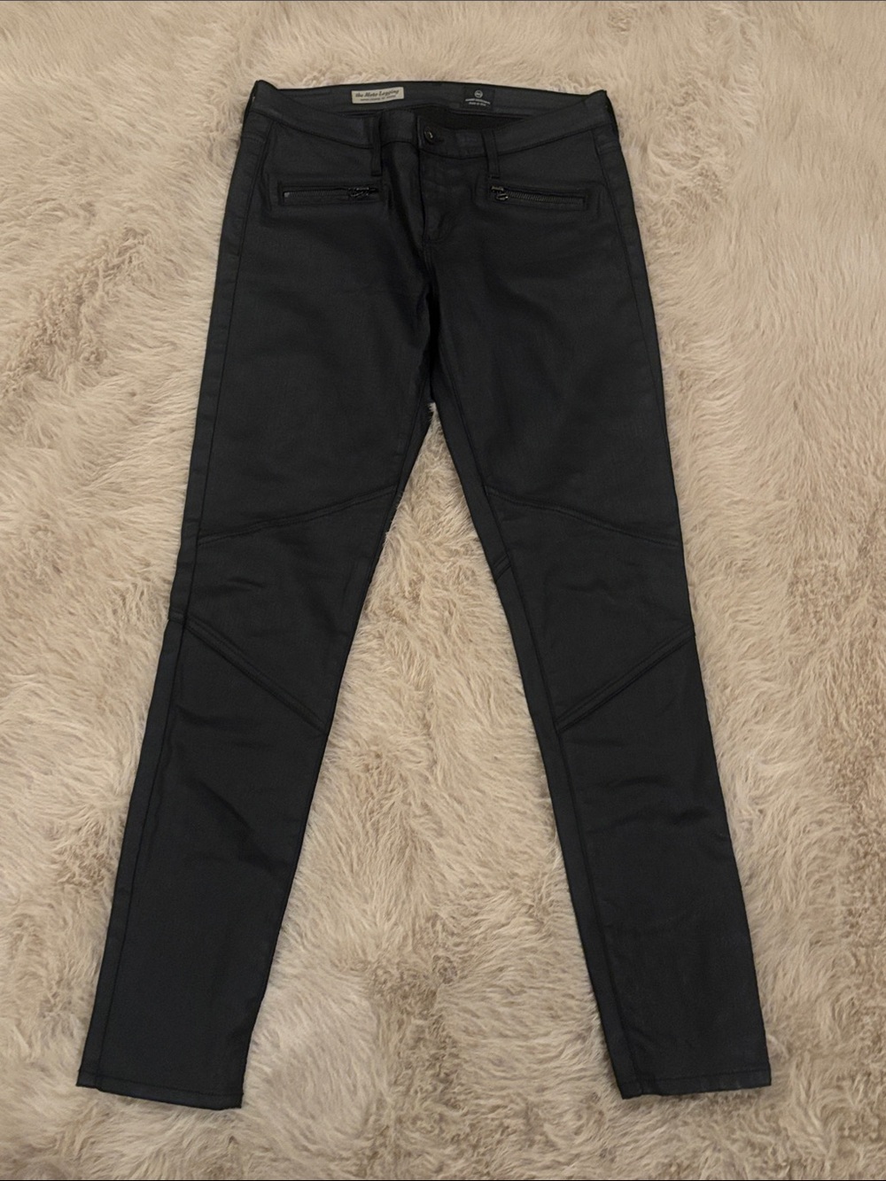 AG Adriano Goldschmied Black Coated Skinny Pants